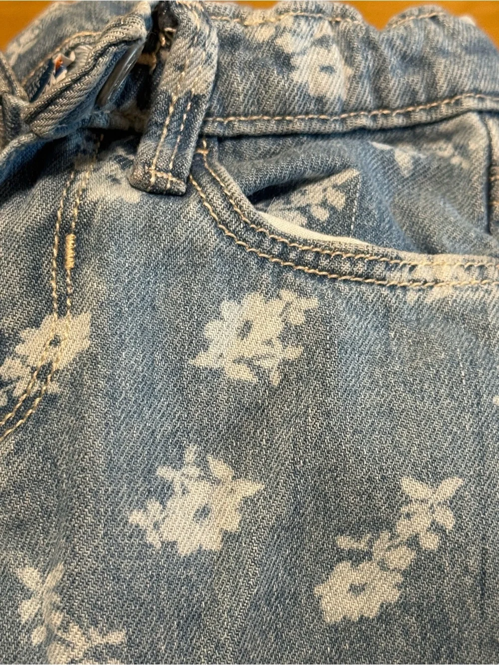 Girl 4T Light Blue Floral Print Wide Leg Jeans
